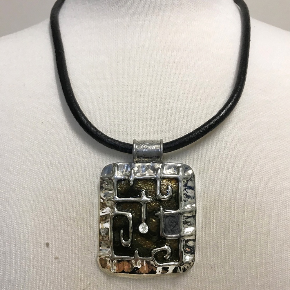 Vintage Leather Cord Necklace and Earring Set NWOT
